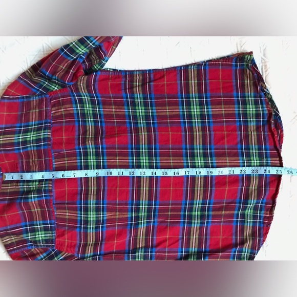 🍁Abercrombie&Fitch Red Plaid CottonFlannel Perfect Holiday Layering SzL Slimfit - Picture 10 of 11